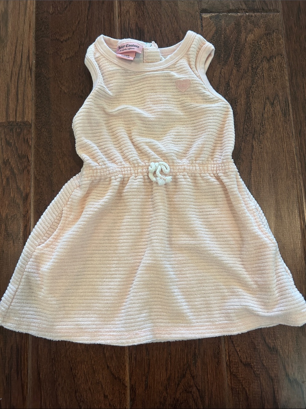 Juicy Couture Light Pink Ribbed Tank Dress with Waist Tie